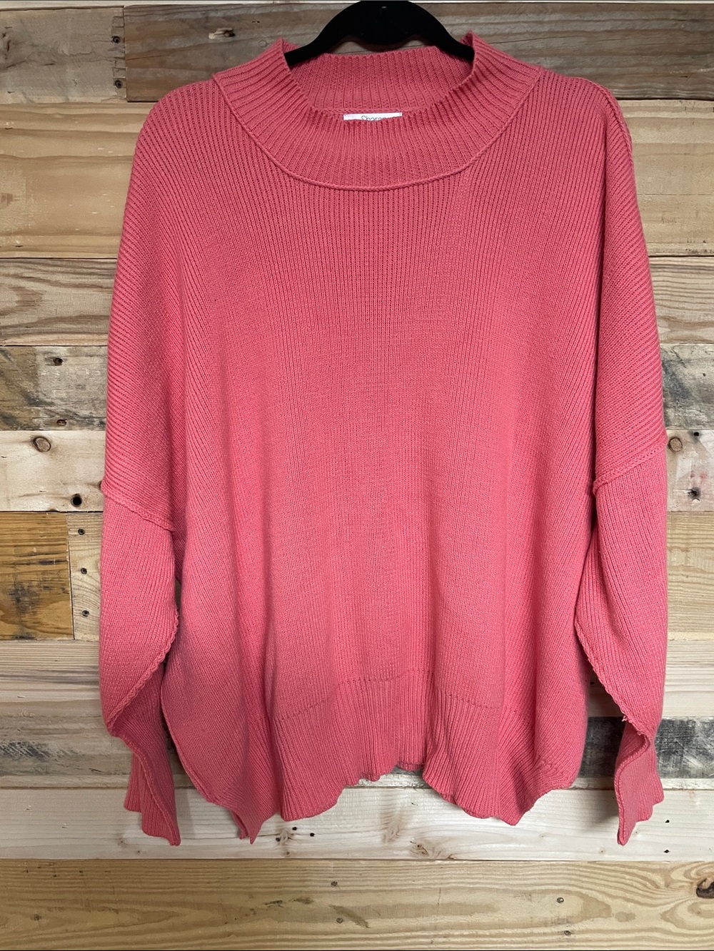 Sharon Says So size Small Mock-neck Oversized Soft & Stretchy Coral Sweater